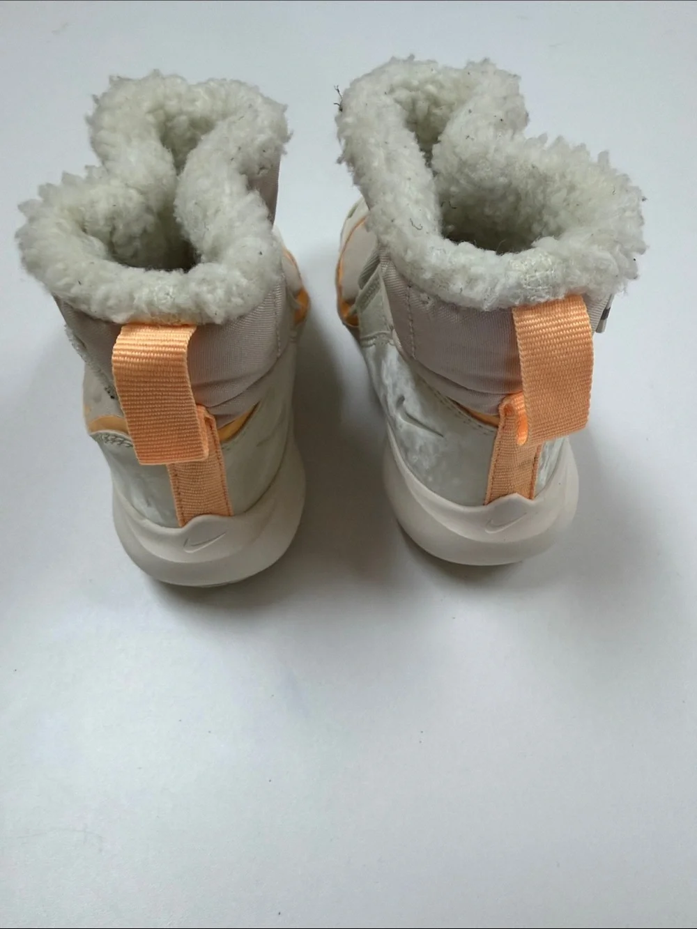 9C Nike Kids Beige and Orange Insulated Sherpa Snow Boot